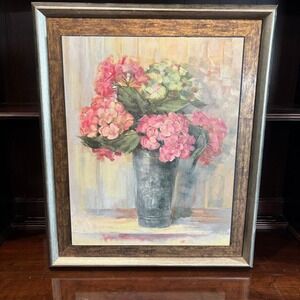 Carol Rowan Hydrangea Floral Art Print Framed Wild Apple Graphics 21" x 24.5"